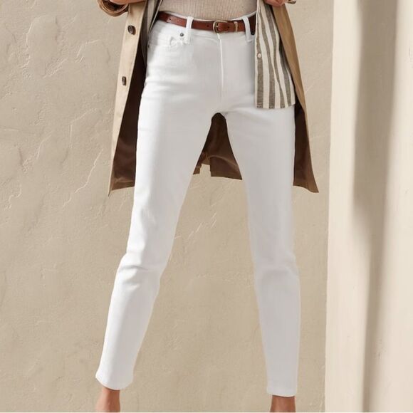 BANANA REPUBLIC Mid-Rise Skinny Jean, White, Size 27/4 Petite - Picture 2 of 11